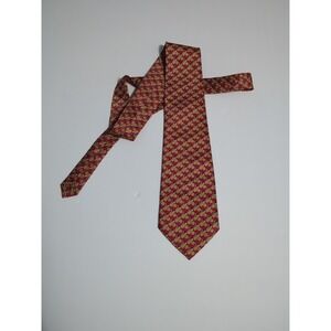 RENE CHAGAL HANDMADE MYUNG JU SILK TIE - RED TIE WITH Bicycle DESIGN